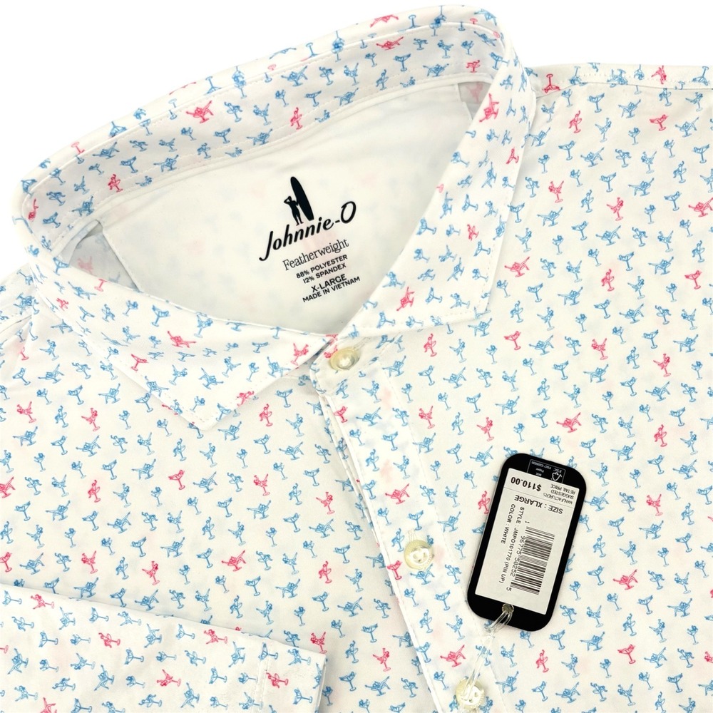 Johnnie-O Mens Pin Up Featherweight Golf Polo Shirt White XL JMPO101770 NWT